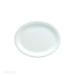 BRIGHT WHITE WARE NARROW RIM OVAL PLATTER, 10″