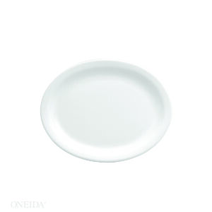 BRIGHT WHITE WARE NARROW RIM OVAL PLATTER, 13″