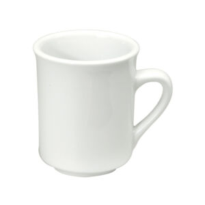 BRIGHT WHITE WARE CAFE MUG, 8 OZ.