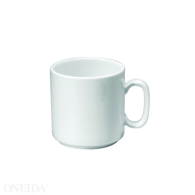 BRIGHT WHITE WARE STACKING MUG, 9 OZ.